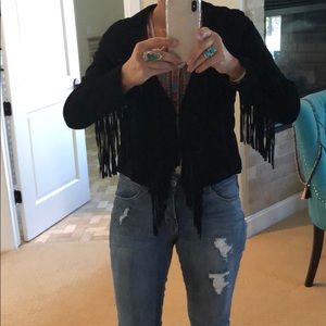 Black fringe leather jacket